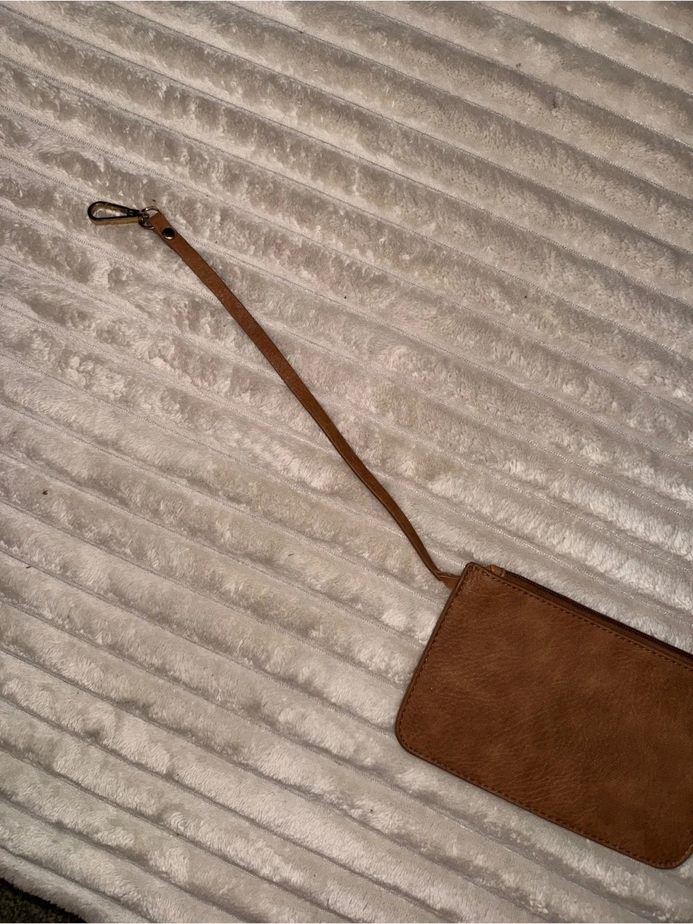 Classic Brown Leather Wristlet Bag
